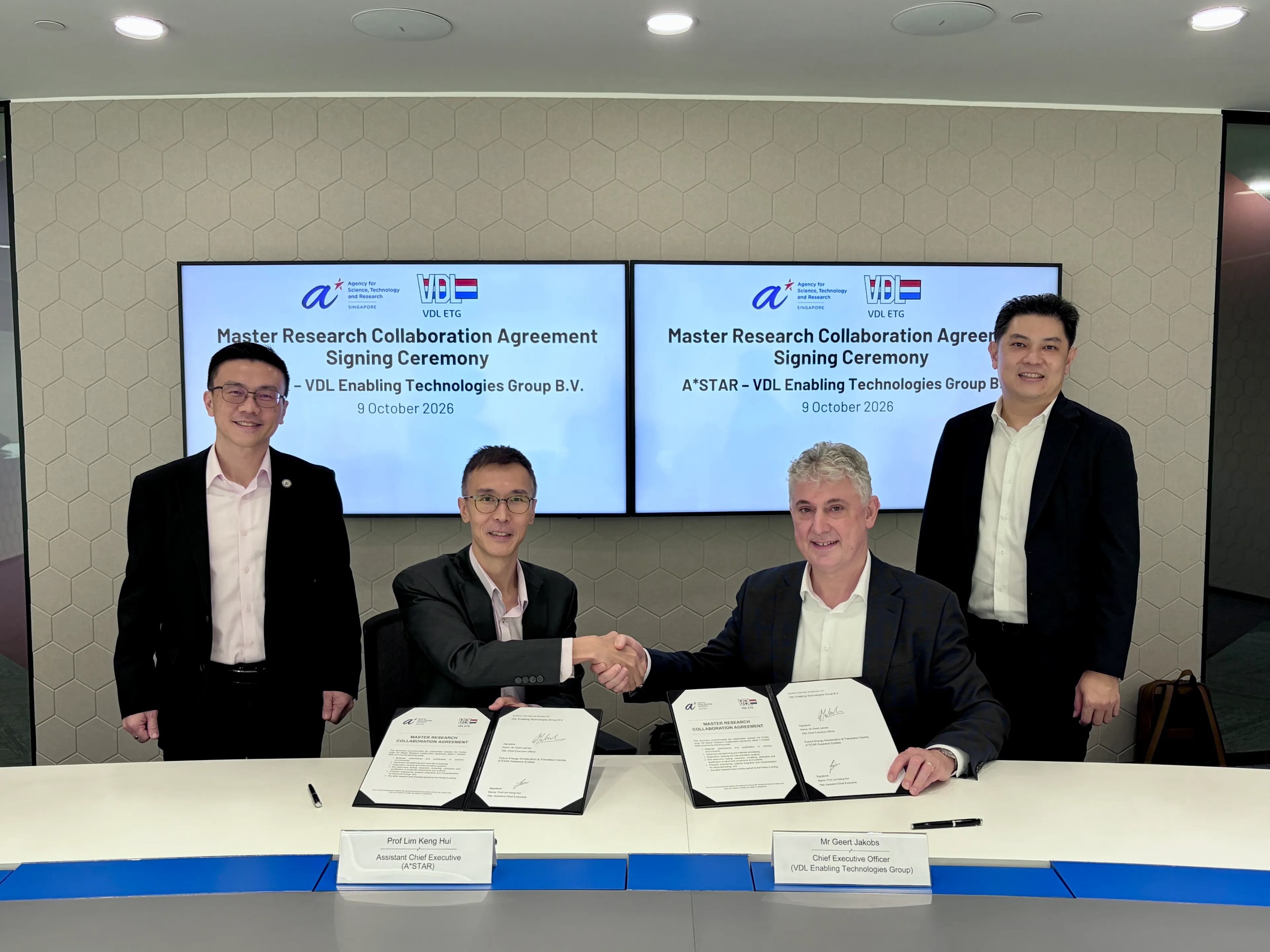 A*STAR en VDL Enabling Technologies Group kondigen strategisch partnerschap aan